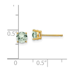 14k 5mm Round Green Quartz Earrings