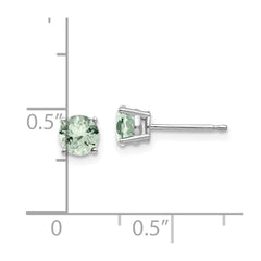 14kw 5mm Round Green Quartz Earrings