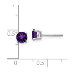 14k White Gold 5mm Amethyst Earrings