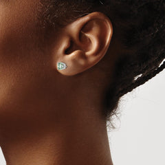 14kw 5mm Round Checker-Cut Green Quartz Earrings