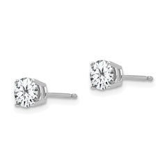 14k White Gold 5mm Cubic Zirconia Earrings - 2