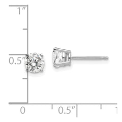 14k White Gold 5mm Cubic Zirconia Earrings - 2