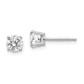 14k White Gold 5mm Cubic Zirconia Earrings - 2