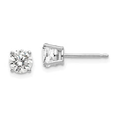 14k White Gold 5mm Cubic Zirconia Earrings - 2