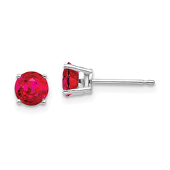 14k White Gold Ruby Earrings - 2