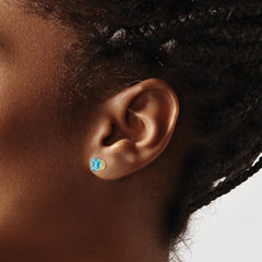 14k 6mm Blue Topaz Earrings
