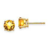 14k 6mm Citrine Checker Earrings