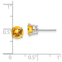 14k White Gold 6mm Citrine Earrings