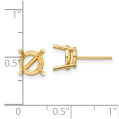 14k 7mm Round Earring Mountings