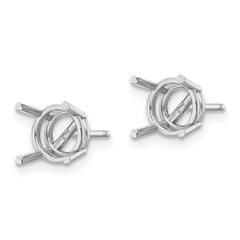 14k White Gold 7mm Round Earring Mounting