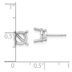 14k White Gold 7mm Round Earring Mounting