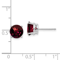14k White Gold 7mm Garnet Checker Earrings