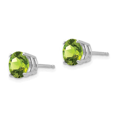 14k White Gold 7mm Peridot Earrings