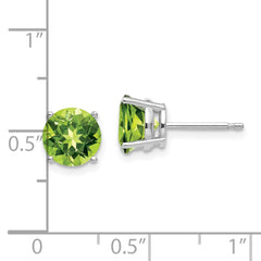 14k White Gold 7mm Peridot Earrings