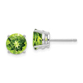 14k White Gold 7mm Peridot Earrings