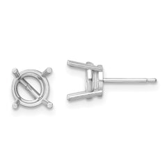 14k White Gold 7mm Round Earring Mounting