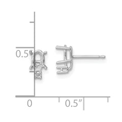 14k White Gold 6x4 Oval & Diamond Earring Mounting