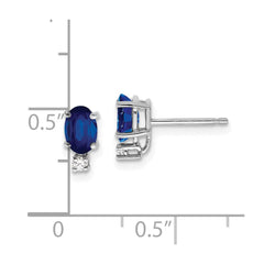 14k White Gold 6x4mm Oval Sapphire A Diamond Earrings