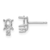 14k White Gold 6x4 Oval & Diamond Earring Mounting
