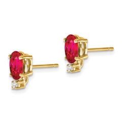 14k 7x5mm Oval Ruby VS Diamond Earrings