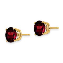 14k 8mm Garnet Post Earrings