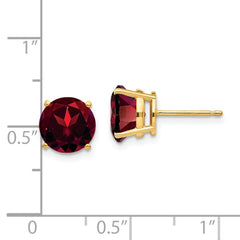 14k 8mm Garnet Post Earrings