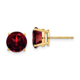 14k 8mm Garnet Post Earrings