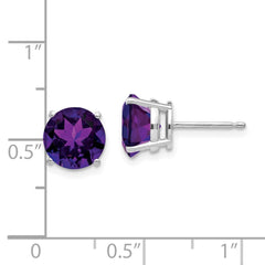 14k White Gold 8mm Amethyst Earrings