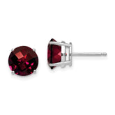 14k White Gold 8mm Garnet Checker Earrings