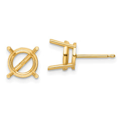 14ky Gold 8mm Round Earring Mountings
