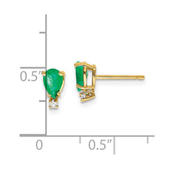 14k 6x4 Pear Emerald and Diamond Earrings