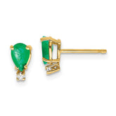 14k 6x4 Pear Emerald and Diamond Earrings