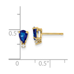 14k 6x4mm Pear Sapphire A Diamond Earrings