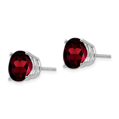 14k White Gold Garnet Round Stud Earrings