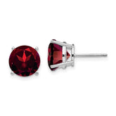 14k White Gold Garnet Round Stud Earrings
