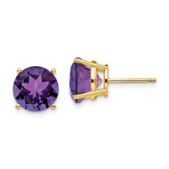 14k 10mm Amethyst Earrings