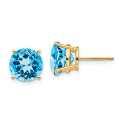 14k 10mm Blue Topaz Earrings