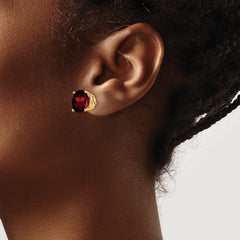 14k Garnet Round Stud Earrings