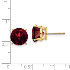 14k Garnet Round Stud Earrings