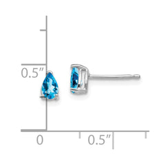 14k White Gold 5x3mm Pear Blue Topaz Earrings
