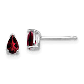 14k White Gold 5x3mm Pear Garnet Earrings