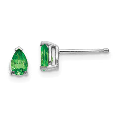 14k White Gold Tsavorite Earrings - 3