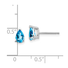 14k White Gold 6x4mm Pear Blue Topaz Earrings