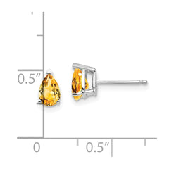14k White Gold Citrine Pear Stud Earrings - 3