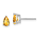 14k White Gold Citrine Pear Stud Earrings - 3