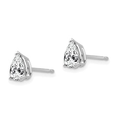 14k White Gold 6x4 Cubic Zirconia Pear Stud Earrings
