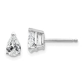 14k White Gold 6x4 Cubic Zirconia Pear Stud Earrings