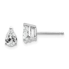 14k White Gold 6x4 Cubic Zirconia Pear Stud Earrings