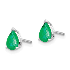 14k White Gold Emerald Earrings - 5