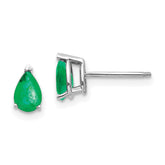 14k White Gold Emerald Earrings - 5